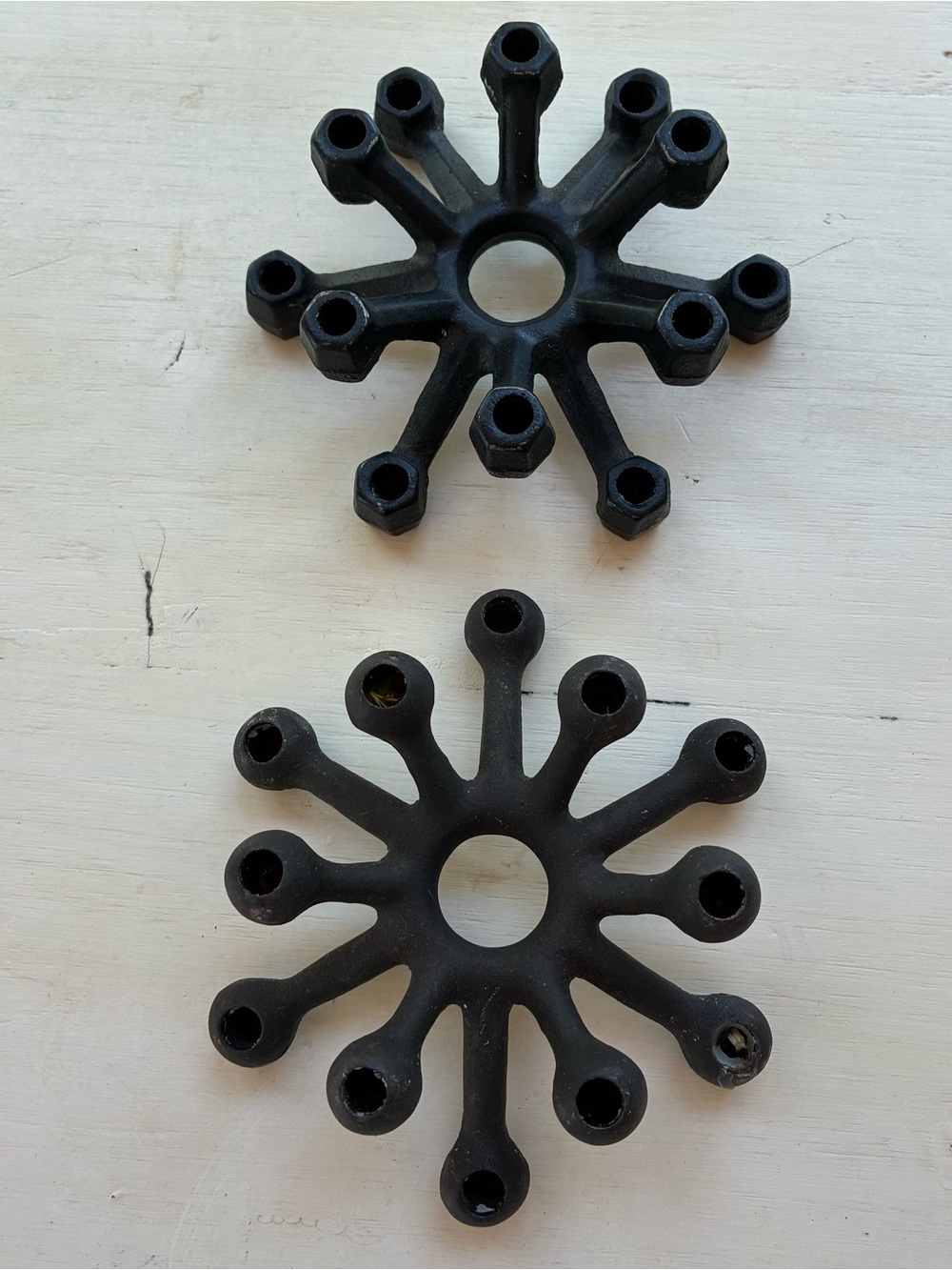 Black Snowflake Multi-Arm Candleholders (Set of 2)